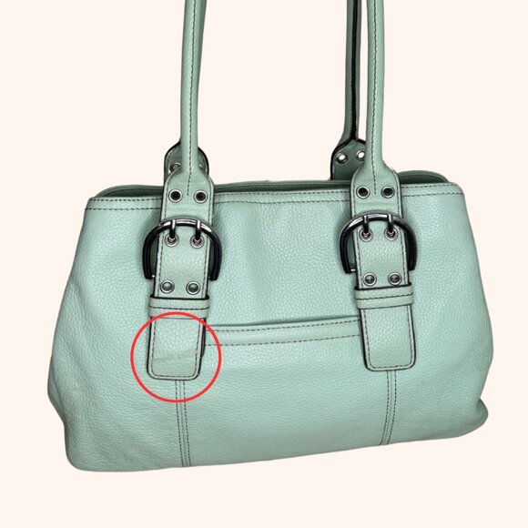 Clarks Mint Green Double Buckle Pebble Leather Shoulder Bag - Picture 6 of 11